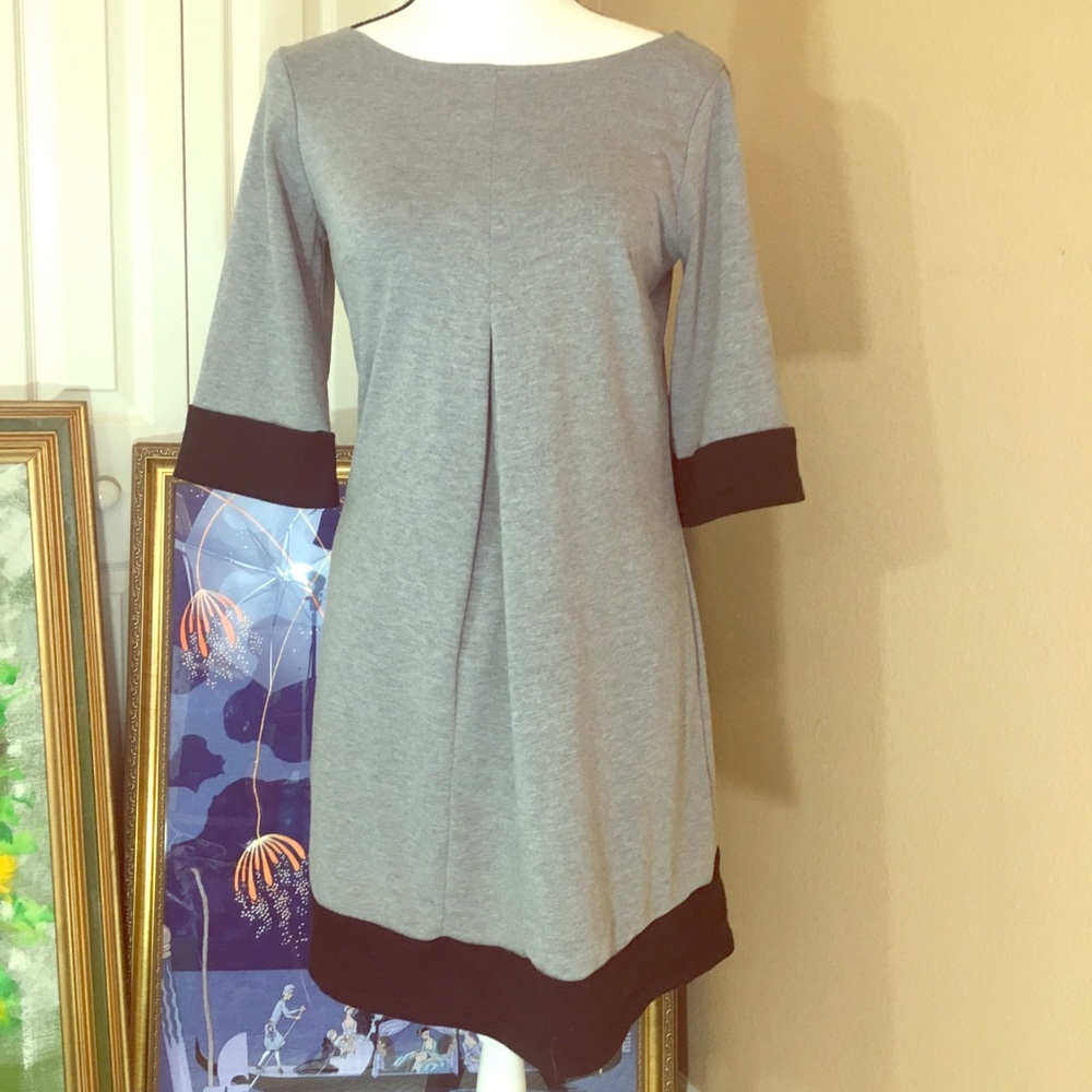 Gray & black retro style dress medium euc classic
